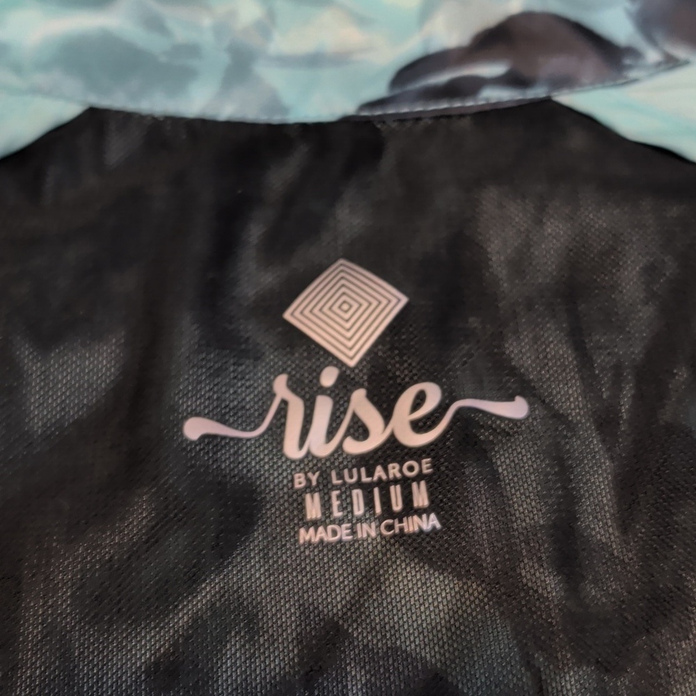 NWT Rise By Lularoe Floral Zip-Up Jacket in Teal & Black - Size Medium - Picture 6 of 9